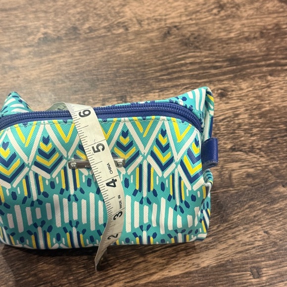 Stella & Dot Teal and Yellow Patterned Pouch - Picture 4 of 7